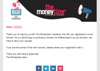 サブドメインは不合格