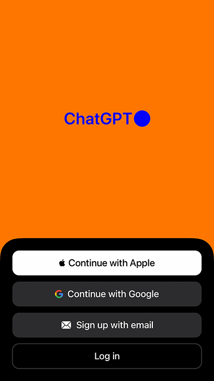 ChatGPT公式アプリのログインは、４つの方法がある