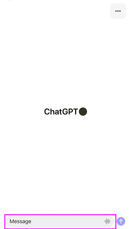 ChatGPT公式アプリでチャットを開始する画面