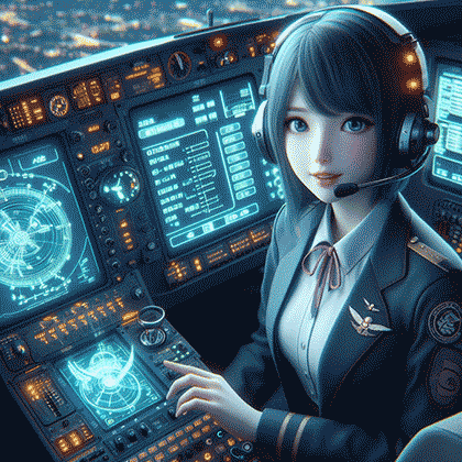 copilotが描いた「AIを搭載した副操縦士がいるコクピット」の絵