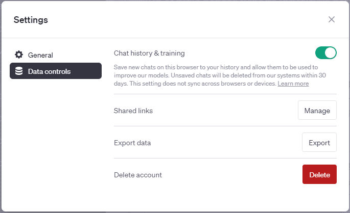 ChatGPTのSettings（設定）からできるその他の機能