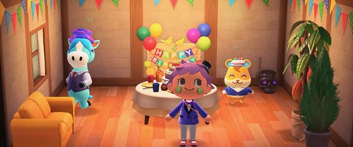 【あつまれどうぶつの森】ハムスケの誕生日会の記念写真画像