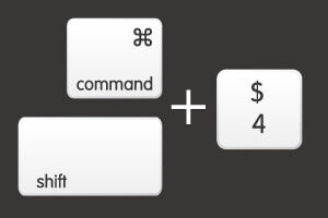 MacBookショートカットキー「画面の一部をスクリーンショットする」はコマンドキーとシフトと4を押します。