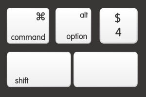 MacBookショートカットキー「画面の一部をスクリーンショットする」はコマンドキーとシフトと4を押します。