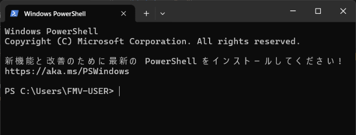 powershellの入力画面